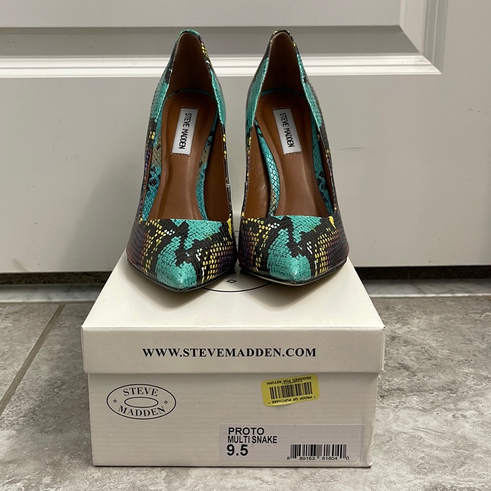 Steve Madden multi colored snake heels